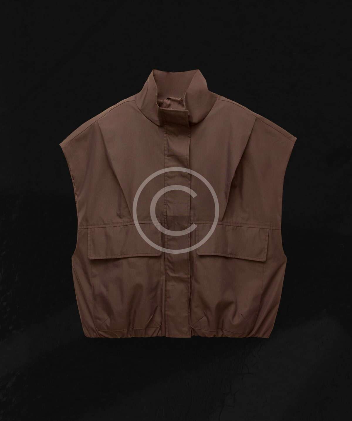 Brown utility high-neck vest